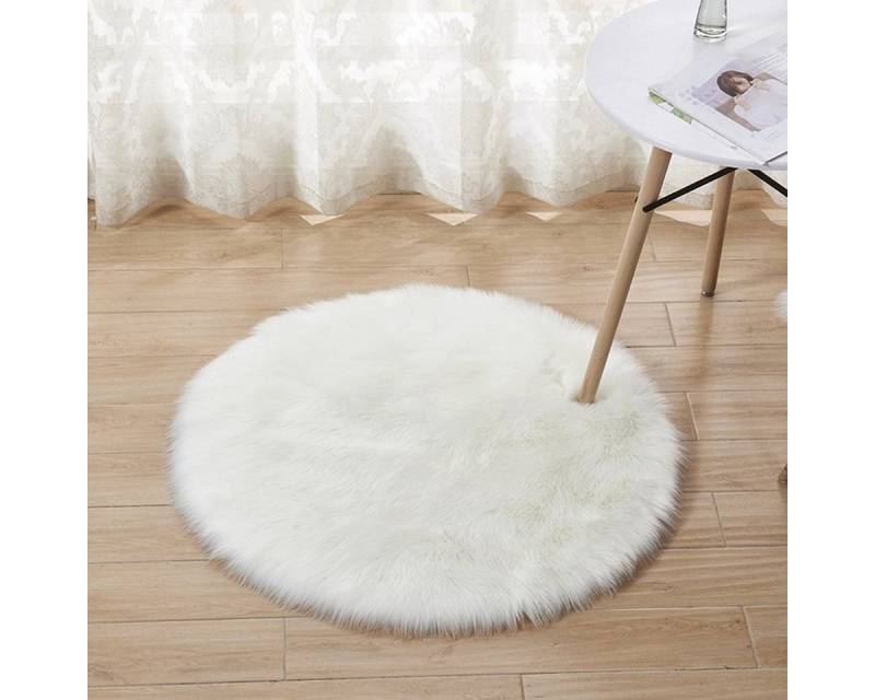 Rosnek Teppich Rund, 6cm langes Fell, zottelig, für Schlafzimmer Wohnzimmer Deko von Rosnek