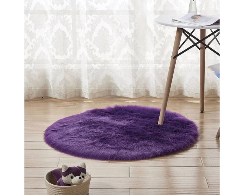 Rosnek Teppich Rund, 6cm langes Fell, zottelig, für Schlafzimmer Wohnzimmer Deko von Rosnek