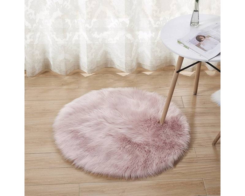 Rosnek Teppich Rund, 6cm langes Fell, zottelig, für Schlafzimmer Wohnzimmer Deko von Rosnek
