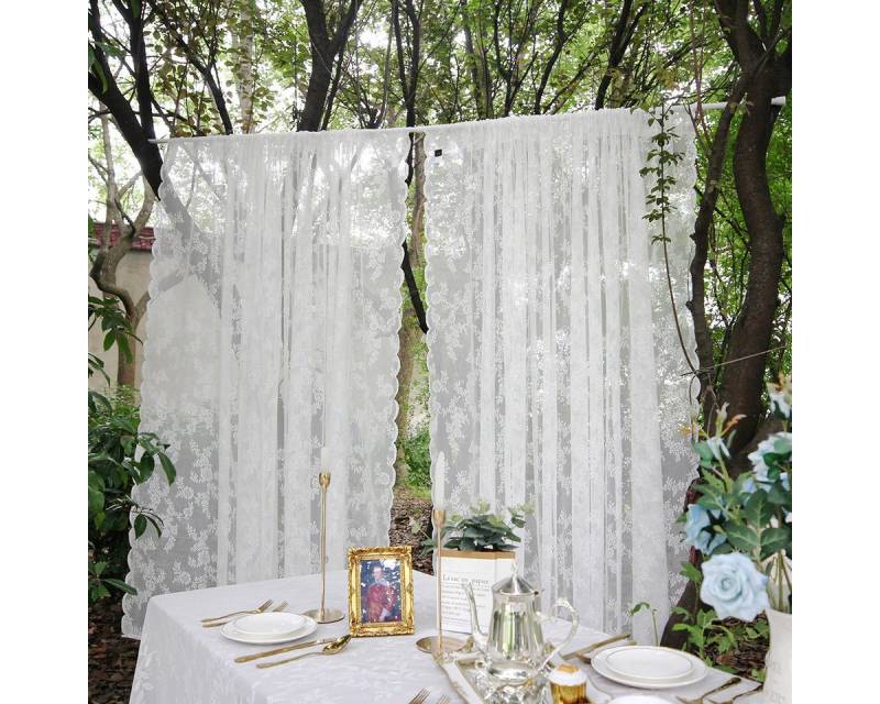 Rosnek Vorhang Florale, Spitze Screening Tür Vorhänge, für Wohnzimmer Schlafzimmer, Stangendurchzug (2 St), Store von Rosnek