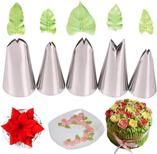 Rosojodg 5 Stück silberne Russian Icing Piping Nozzles Leaf Writing Tips Set Edelstahl Cake Decorating Kit DIY Dekoration Tool für Baking Cakes Cookies Sugarcraft Piping Nozzles Rosojodg 5 Stück silberne Russian Icing Piping Nozzles Leaf Writing Tips Set Edelstahl Cake Decorating Kit DIY Dekoration Tool für Baking Cakes Cookies Sugarcraft Piping Nozzles von Rosojodg