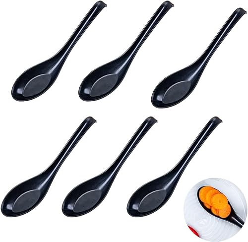 Rosojodg 6 Packungen schwarze Suppenlöffel Reislöffel chinesische Won Ton Suppenlöffel asiatischer Ramen Suppenlöffel origineller einfarbiger Stil Löffel Suppe geeignet für Restaurants Familienhotels Rosojodg 6 Packungen schwarze Suppenlöffel Reislöffel chinesische Won Ton Suppenlöffel asiatischer Ramen Suppenlöffel origineller einfarbiger Stil Löffel Suppe geeignet für Restaurants Familienhotels von Rosojodg
