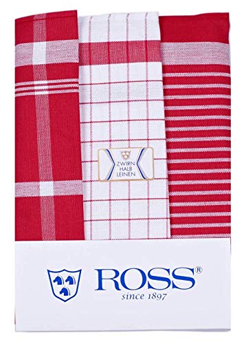 Ross - 3er-Spar-Pack - Exclusiv - Geschirrtücher Halbleinen - 0915 (50 x 70cm Rot) von Ross