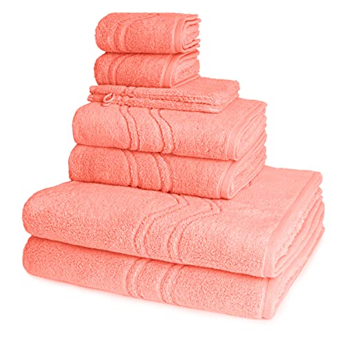 Ross - Cashmere Feeling - 2 X Wasch- 2 X Gäste- 2 X Dusch- 2 X Handtuch im Set (8er Set Peach Pink) von Ross