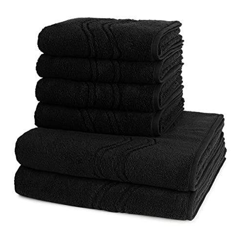 Ross - Cashmere Feeling - 4 X Handtuch 2 X Duschtuch - im Set (6er Set Schwarz) von Ross