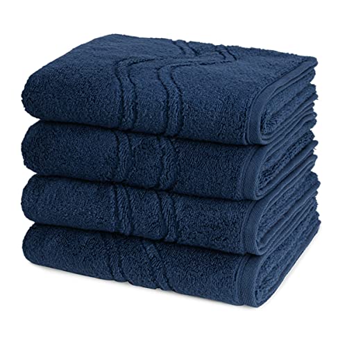 Ross - Cashmere Feeling - 4 X Handtuch - im Set (50 X 100cm Nachtblau) von Ross