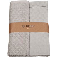ROSS Geschirrtuch "2er Set 908, 1 Geschirrtuch + 1 Küchenfrottiertuch in einer Banderole", (Set, 2 tlg., 1x 50x70 cm + 1x 50x50 cm), Zwirn Halbleinen Geschirrtuch + Küchenfrottiertuch aus 100% Baumwolle von Ross