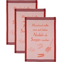 ROSS Geschirrtuch "Manchmal sollte man dich lieber Nudeln als Sorgen machen", (Set, 3 tlg.), Sprüchetuch, aus 100% Baumwolle von Ross