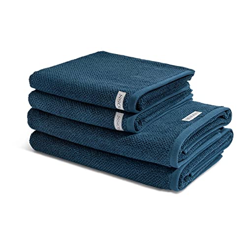 Ross Selection - Organic Cotton - 2 X Handtuch 2 X Duschtuch - im Set (4er Set Nachtblau) von Ross