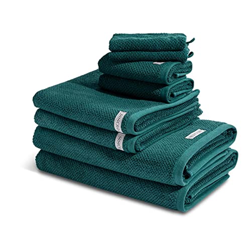 Ross - Selection - Organic Cotton - 2 X Wasch- 2 X Gäste- 2 X Dusch- 2 X Handtuch im Set (8er Set Moosgrün) von Ross