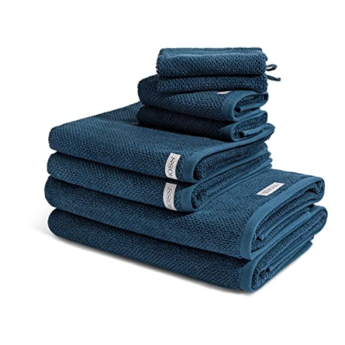 Ross - Selection - Organic Cotton - 2 X Wasch- 2 X Gäste- 2 X Dusch- 2 X Handtuch im Set (8er Set Nachtblau) von Ross