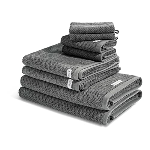 Ross - Selection - Organic Cotton - 2 X Wasch- 2 X Gäste- 2 X Dusch- 2 X Handtuch im Set (8er Set Schiefer) von Ross