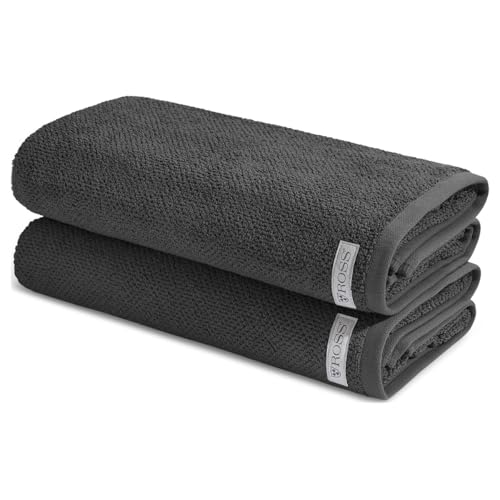 Ross - 2 teiliges Frottier-Set - Selection Bio-Baumwolle (2 X Duschtuch im Set) - 540 g/m2 - Baumwolle - Frottee - saugstark - weich und flauschig - Anthrazit von Ross
