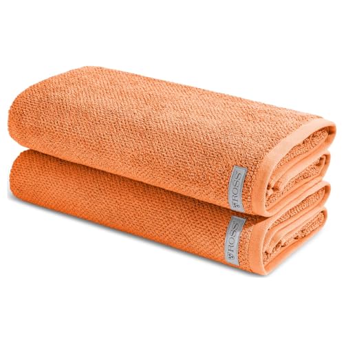 Ross - 2 teiliges Frottier-Set - Selection Bio-Baumwolle (2 X Duschtuch im Set) - 540 g/m2 - Baumwolle - Frottee - saugstark - weich und flauschig - Orange von Ross