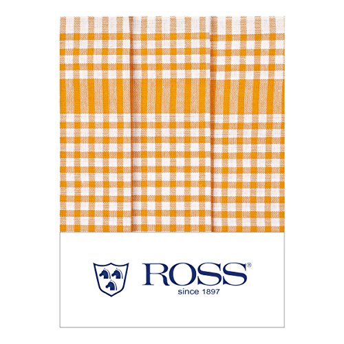 Ross 3er Pack Baumwoll-Geschirrtücher Bauernkaro gelb, 50x70 cm von Ross