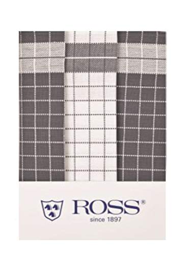 Ross 3er Pack Baumwoll-Geschirrtücher Karo 1742 grau 50x70 cm von Ross