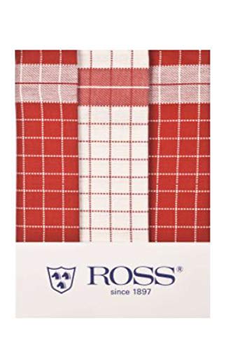 Ross 3er Pack Baumwoll-Geschirrtücher Karo 1742 rot 50x70 cm von Ross