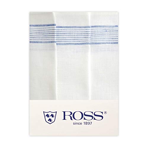 Ross 3er Pack Reinleinen-Geschirrtücher Weißer Fond blau, 60x80 cm von Ross