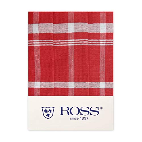 Ross 3er Pack Zwirn Halbleinen Geschirrtücher Blockkaro rot, 50x70 cm von Ross