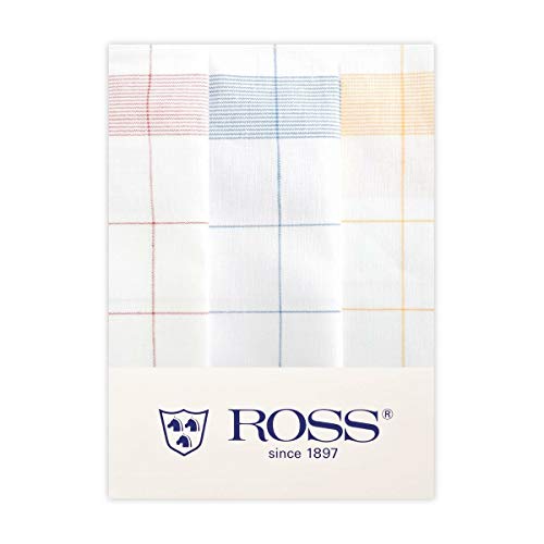 Ross 3er Pack Zwirn Halbleinen Geschirrtücher Fadenkaro rot-blau-gelb, 50x70 cm von Ross