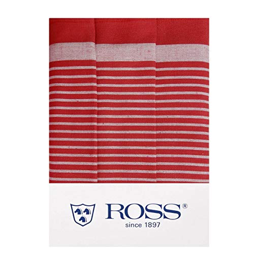 Ross 3er Pack Zwirn Halbleinen Geschirrtücher Streifenfond rot, 50x70 cm von Ross