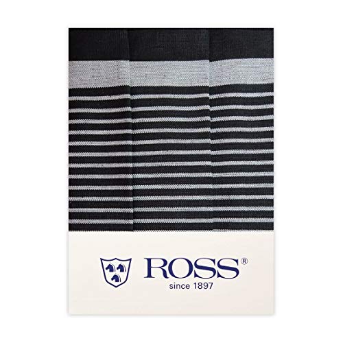 Ross 3er Pack Zwirn Halbleinen Geschirrtücher Streifenfond schwarz, 50x70 cm von Ross