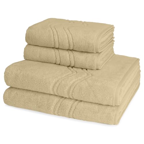Ross - 4 teiliges Frottier-Set - Cashmere Feeling (2 X Handtuch 2 X Duschtuch im Set) - 520 g/m2 - Baumwolle - Walkfrottee - saugstark - weich und flauschig - Cappuccino von Ross