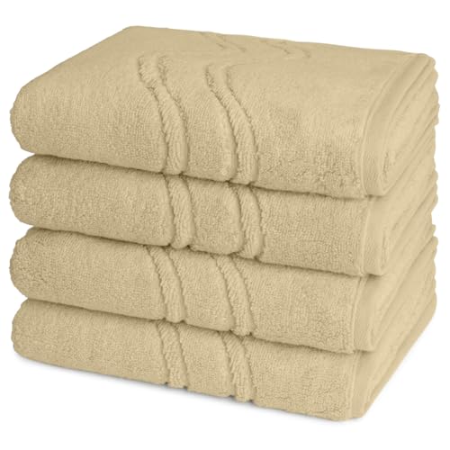 Ross - 4 teiliges Frottier-Set - Cashmere Feeling (4 X Handtuch im Set) - 520 g/m2 - Baumwolle - Walkfrottee - saugstark - weich und flauschig - Cappuccino von Ross