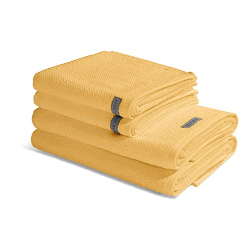 Ross - 4 teiliges Frottier-Set - Selection Bio-Baumwolle (2 X Handtuch 2 X Duschtuch im Set) - 540 g/m2 - Baumwolle - Frottee - saugstark - weich und flauschig - Honig von Ross