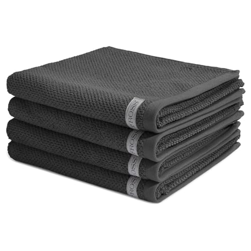 Ross - 4 teiliges Frottier-Set - Selection Bio-Baumwolle (4 X Handtuch im Set) - 540 g/m2 - Baumwolle - Frottee - saugstark - weich und flauschig - Anthrazit von Ross