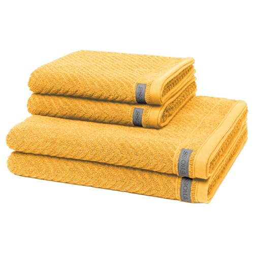 Ross - 4 teiliges Frottier-Set - Smart (2 X Handtuch 2 X Duschtuch im Set) - 520 g/m2 - Baumwolle - Frottee - saugstark - weich und flauschig - Aprikose von Ross