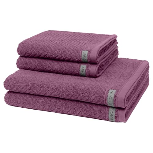 Ross - 4 teiliges Frottier-Set - Smart (2 X Handtuch 2 X Duschtuch im Set) - 520 g/m2 - Baumwolle - Frottee - saugstark - weich und flauschig - Beere von Ross
