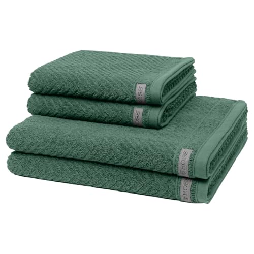 Ross - 4 teiliges Frottier-Set - Smart (2 X Handtuch 2 X Duschtuch im Set) - 520 g/m2 - Baumwolle - Frottee - saugstark - weich und flauschig - Kiefer von Ross