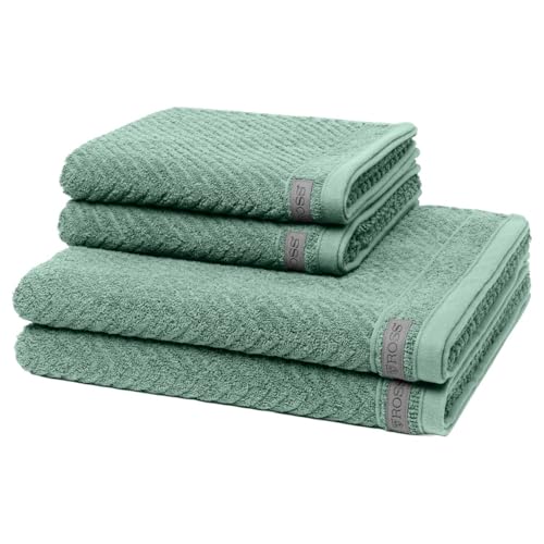 Ross - 4 teiliges Frottier-Set - Smart (2 X Handtuch 2 X Duschtuch im Set) - 520 g/m2 - Baumwolle - Frottee - saugstark - weich und flauschig - Schilf von Ross