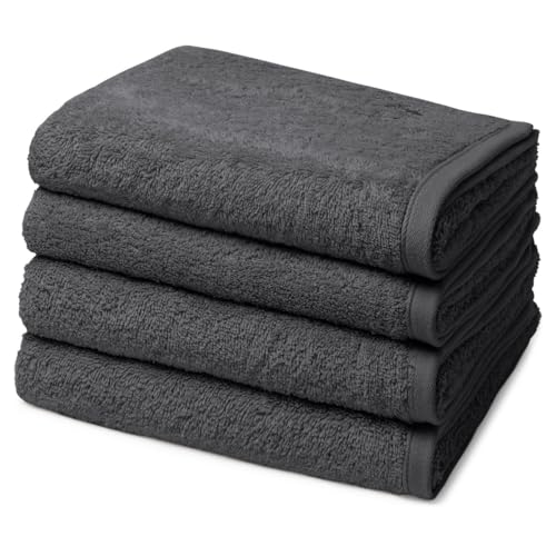 Ross - 4 teiliges Frottier-Set - Vita (4 X Handtuch im Set) - 520 g/m2 - Baumwolle - Walkfrottee - saugstark - weich und flauschig - Graphit von Ross