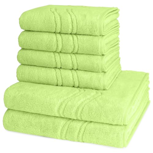 Ross - 6 teiliges Frottier-Set - Cashmere Feeling (4 X Handtuch 2 X Duschtuch im Set) - 520 g/m2 - Baumwolle - Walkfrottee - saugstark - weich und flauschig - Apfelgrün von Ross