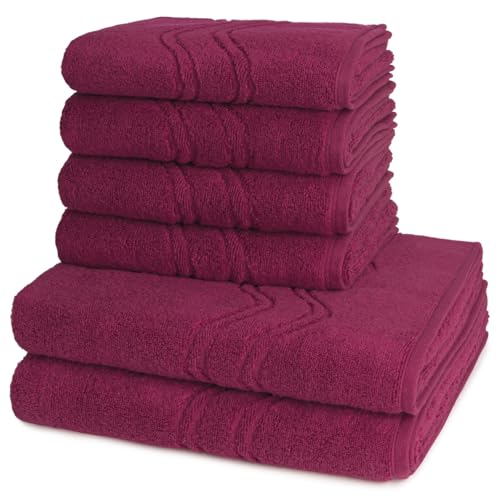 Ross - 6 teiliges Frottier-Set - Cashmere Feeling (4 X Handtuch 2 X Duschtuch im Set) - 520 g/m2 - Baumwolle - Walkfrottee - saugstark - weich und flauschig - Fuchsia von Ross