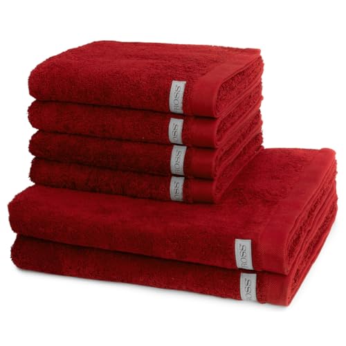 Ross - 6 teiliges Frottier-Set - Sinfonie (4 X Handtuch 2 X Duschtuch im Set) - 500 g/m2 - Baumwolle - Walkfrottee - saugstark - weich und flauschig - Kirsche von Ross