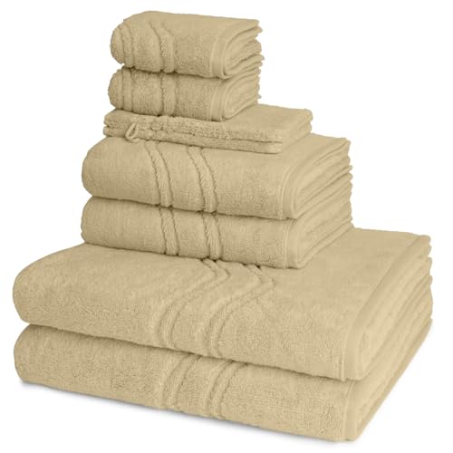Ross - 8 teiliges Frottier-Set - Cashmere Feeling (2 X Wasch- 2 X Gäste- 2 X Dusch- 2 X Handtuch im Set) - 520 g/m2 - Baumwolle - Walkfrottee - saugstark - weich und flauschig - Cappuccino von Ross