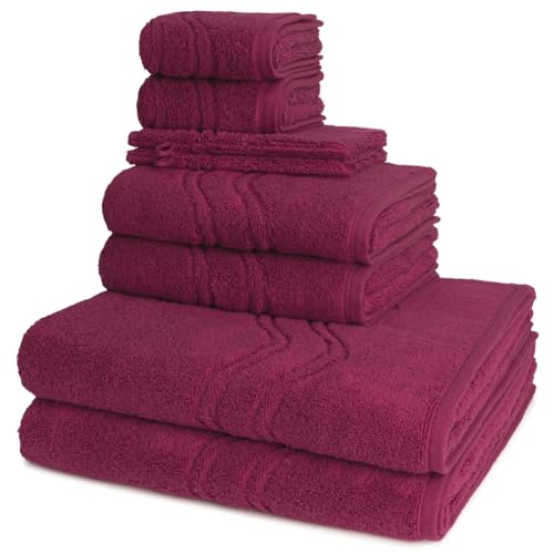 Ross - 8 teiliges Frottier-Set - Cashmere Feeling (2 X Wasch- 2 X Gäste- 2 X Dusch- 2 X Handtuch im Set) - 520 g/m2 - Baumwolle - Walkfrottee - saugstark - weich und flauschig - Fuchsia von Ross