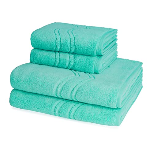 Ross - Cashmere Feeling - 2 X Handtuch 2 X Duschtuch - im Set (4er Set Bleached Aqua) von Ross