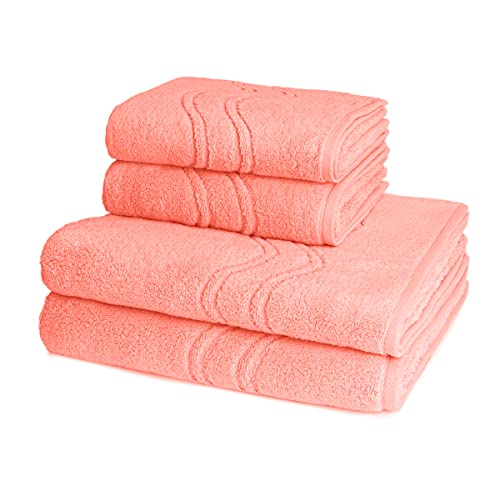 Ross - Cashmere Feeling - 2 X Handtuch 2 X Duschtuch - im Set (4er Set Peach Pink) von Ross