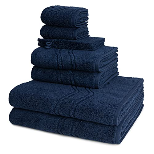 Ross - 8 teiliges Frottier-Set - Cashmere Feeling (2 X Wasch- 2 X Gäste- 2 X Dusch- 2 X Handtuch im Set) - 520 g/m2 - Baumwolle - Walkfrottee - saugstark - weich und flauschig - Nachtblau von Ross