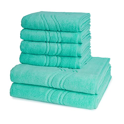 Ross - Cashmere Feeling - 4 X Handtuch 2 X Duschtuch - im Set (6er Set Bleached Aqua) von Ross