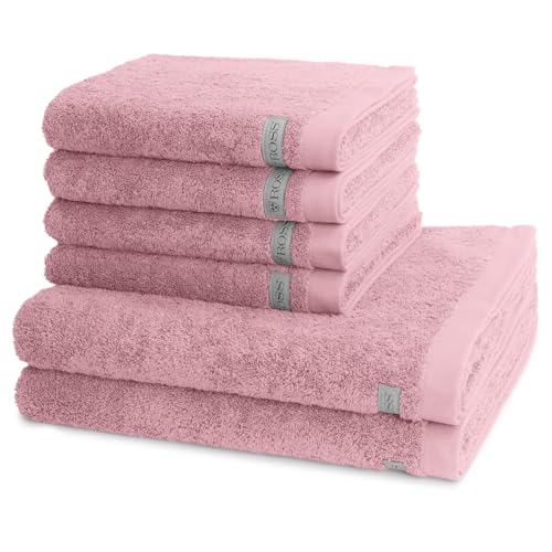 Ross - 6 teiliges Frottier-Set - Sinfonie (4 X Handtuch 2 X Duschtuch im Set) - 500 g/m2 - Baumwolle - Walkfrottee - saugstark - weich und flauschig - Altrosa von Ross