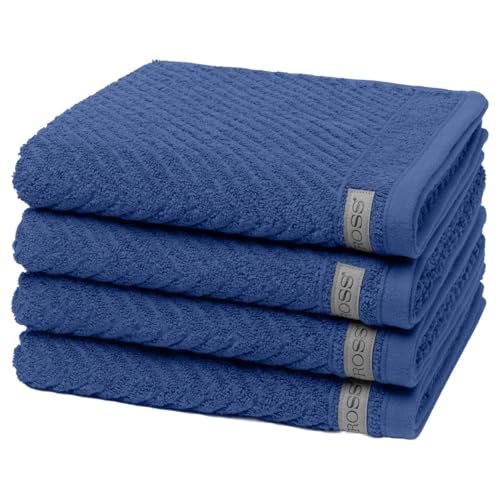 Ross - 4 teiliges Frottier-Set - Smart (4 X Handtuch im Set) - 520 g/m2 - Baumwolle - Frottee - saugstark - weich und flauschig - Royalblau von Ross