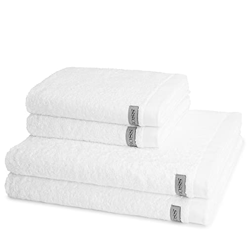 Ross Uni-Walk Handtücher Sinfonie 4009, Set 4-TLG Weiss, 2X Handtuch 50x100 cm, 2X Duschtuch 70x140 cm von Ross