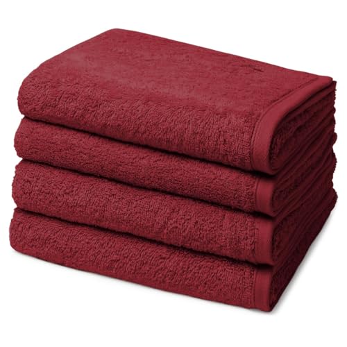 Ross - 4 teiliges Frottier-Set - Vita (4 X Handtuch im Set) - 520 g/m2 - Baumwolle - Walkfrottee - saugstark - weich und flauschig - Marsala von Ross