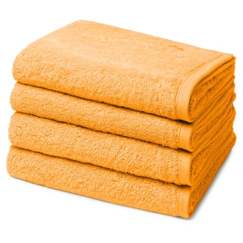 Ross - 4 teiliges Frottier-Set - Vita (4 X Handtuch im Set) - 520 g/m2 - Baumwolle - Walkfrottee - saugstark - weich und flauschig - Pfirsich von Ross