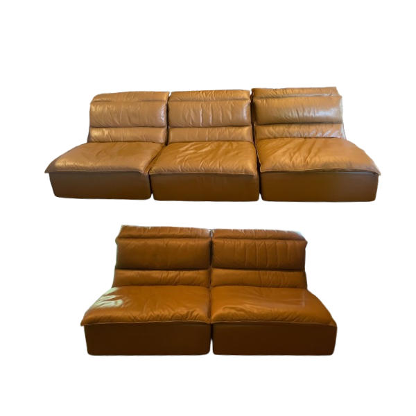 Modulares Vintage Ledersofa 5-Sitzer Bogo von Carlo Bartoli, Rossi di Albizzate von Rossi di Albizzate